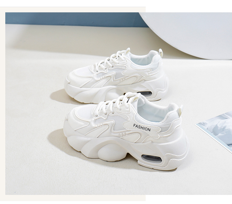 Ins coréen Net coupe basse papa chaussures femmes 2024 automne nouveau respirant étudiant sport hauteur augmenter loisirs YB2808_voghion.com