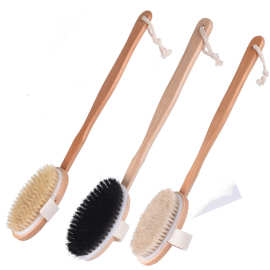 现货猪鬃毛刷浴刷荷木长柄搓背刷子洗澡刷去角质按摩刷身体刷厂家