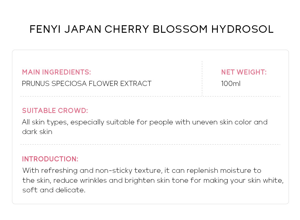Fenyi Japanese Cherry Blossom Hydrosol 100ml Hydrating, Moisturizing and toning Skin Care Product from cross-border manufacturer undefined