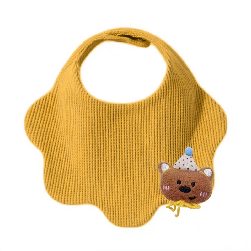 노란색 붉은 얼굴 곰 입체 턱받이