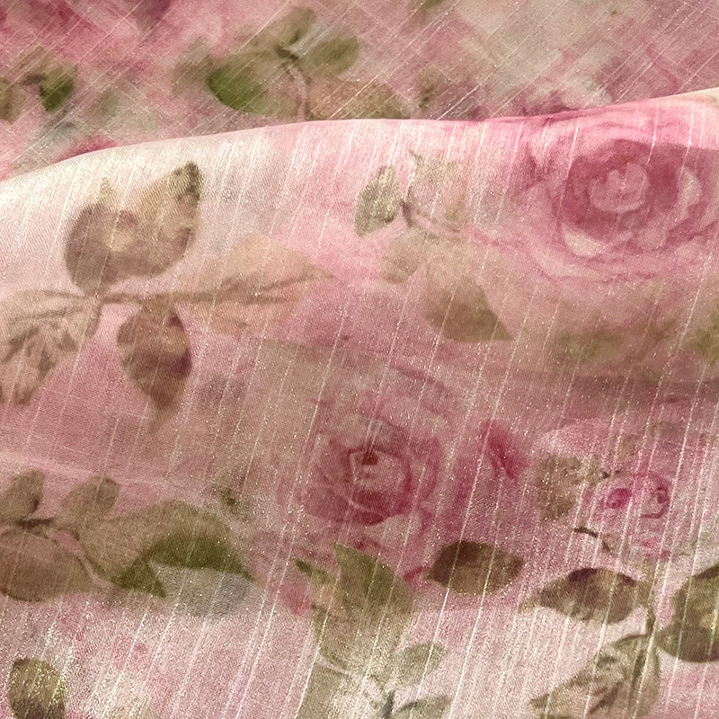 Nueva tela de impresión de organza arrugada de poliéster