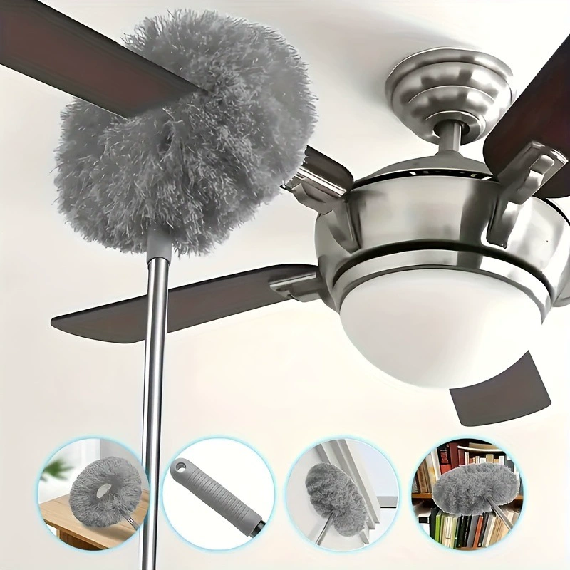 2025 новых кросс-бордерных дропшиппинговых выдвижных длинных ручек для чистки потолочных вентиляторов из микрофибры