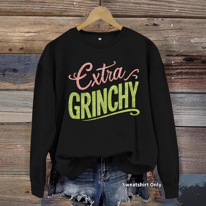 Amazon with Geometric Pattern "Grinch Printed Round Neck Sweatshirt for Women Ebay European and American Casual Women's Long Sleeves in Stock Amazon with Geometric Pattern "Grinch Printed Round Neck Sweatshirt for Women Ebay European and American Casual Women's Long Sleeves in Stock