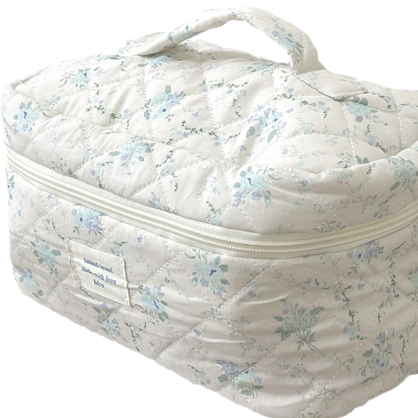 Bolsa de cosméticos floral marino de gran capacidad de algodón portátil lindo acolchado bolsa de almacenamiento de cosméticos bolsa de lavado suave