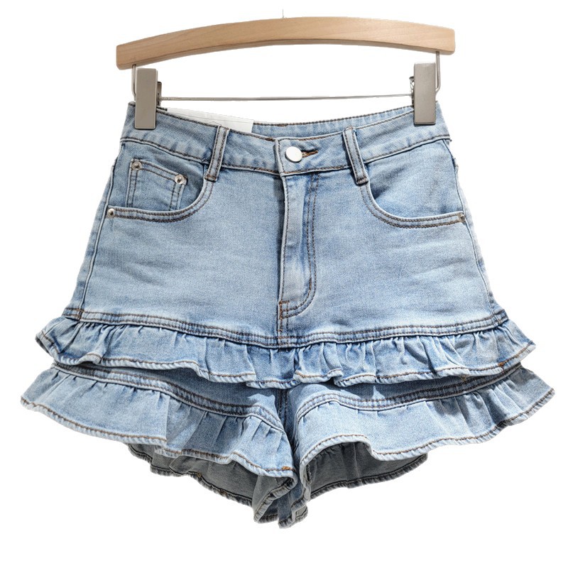 Short de Mezclilla para Mujer, Cintura Alta, Elástico, con Orla, para Verano image 5