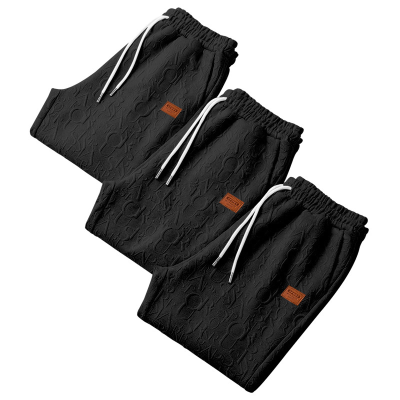 Men's Heavyweight Texture Letter Print Hoodie And Sweatpants Set, High Street Casual Loungewear For Street Style_viptrois.com