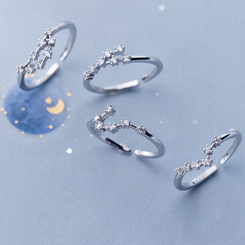 Constellation Pattern Women'S Gender 1 Piece Fashion Constellation Copper Plating Inlay Zircon Open Ring