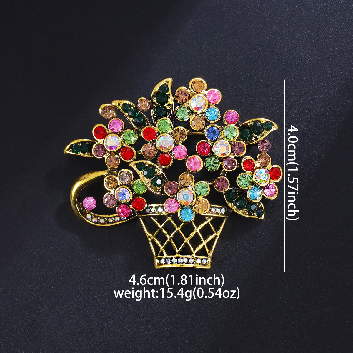 New Stylish and Exquisite Alloy Enamel Flower Basket Brooch, Versatile for Women's Suits and Cardigans, Accessory Pin