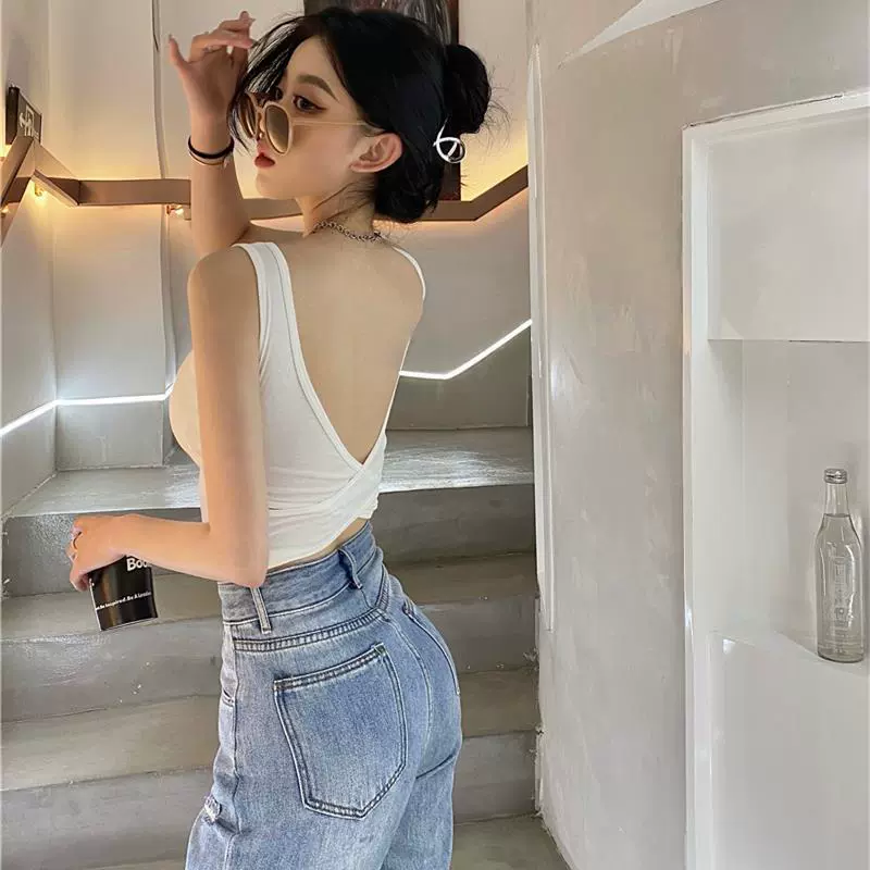 Камзол Крест Красивая задняя труба Топ нижнее белье Дизайн Чувство Наружное ношение Внутренняя одежда Нагрудная Подушка Горячая девушка Топ с запахом Летняя Мода