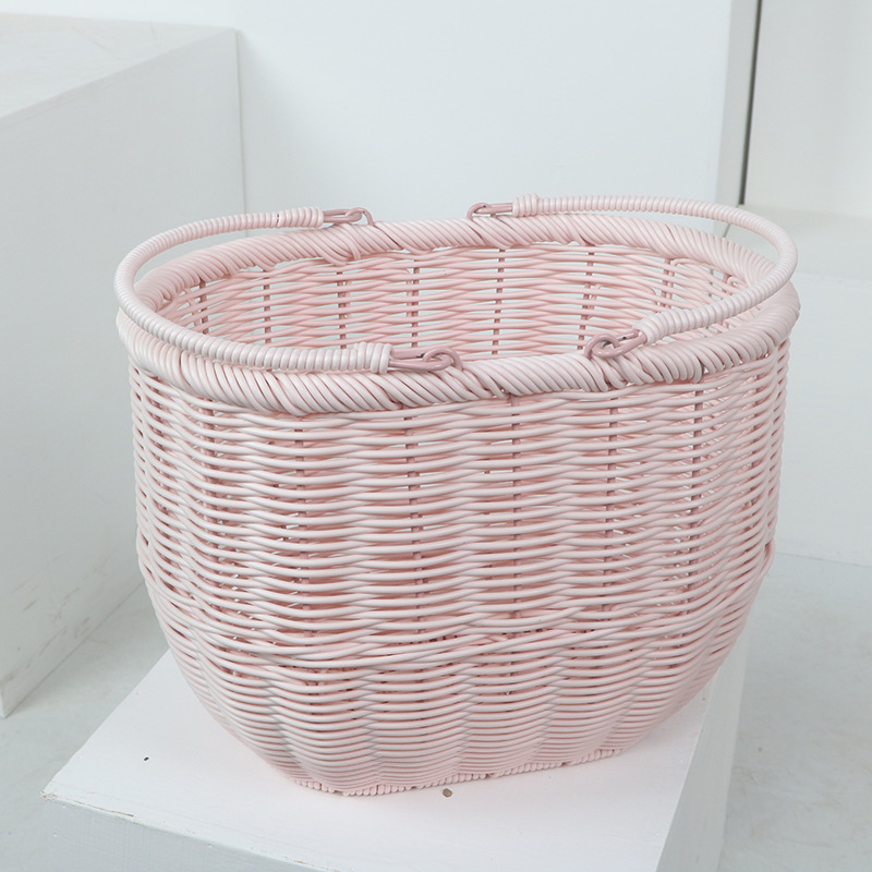 Ins estilo de almacenamiento de la cesta portátil PE Rattan cesta tejida flor floral arreglo floral azul portátil