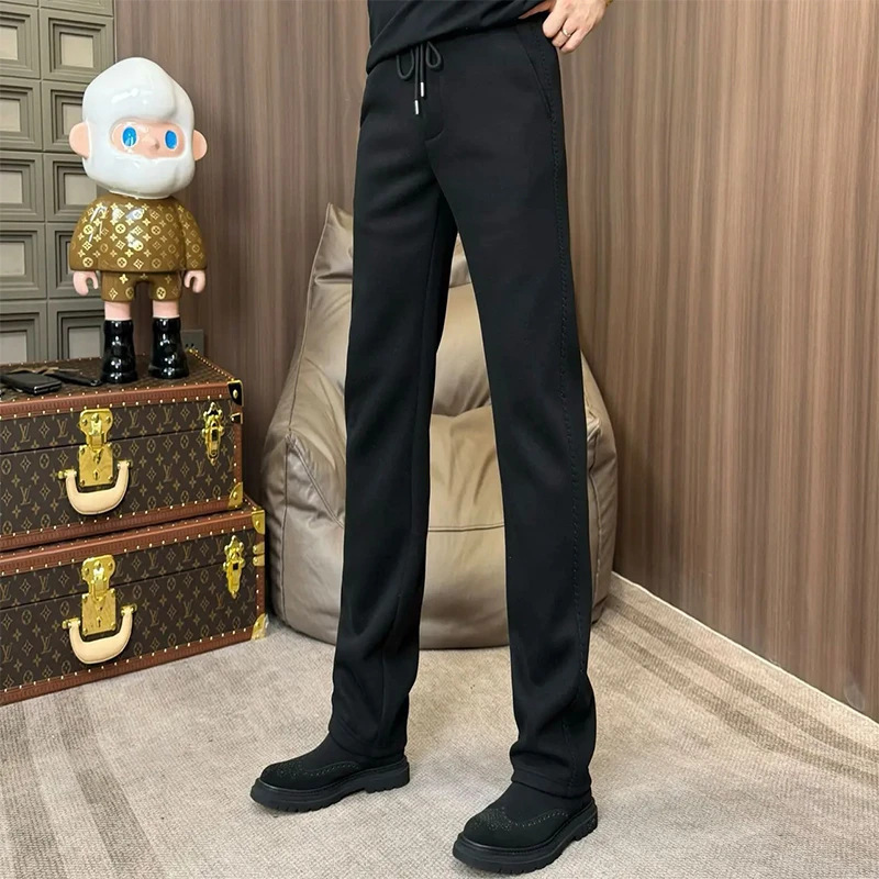 直筒裤高端轻奢简约休闲裤男士2025秋季潮流百搭慵懒风宽松阔腿裤|undefined