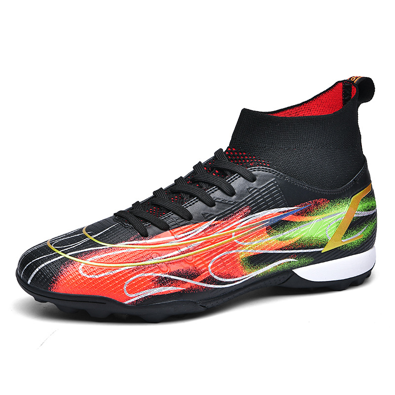2023 Comercio exterior transfronterizo de alta-top zapatos de fútbol de los hombres al por mayor sin conexión FG uñas largas TF roto estudiante niños zapatos de entrenamiento