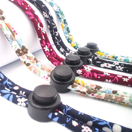 Cross-border best-selling new cotton floral round rope hat sun hat windproof rope adjustable rope hat