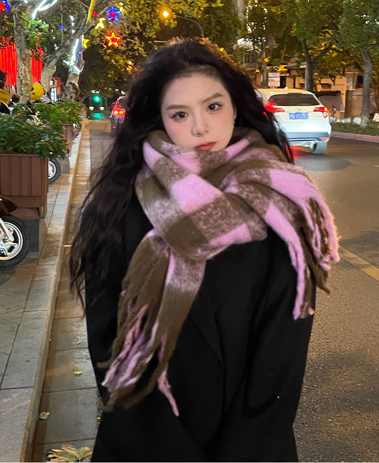 Scarf 2025 Autumn And Winter Women's High-end Winter New Imitation Cashmere Plaid Shawl_viptrois.com