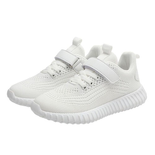 Boys' Four-Season Flyknit Breathable Double-Mesh Sports Shoes—Popular Style for Older Kids and Teens, with Soft Soles