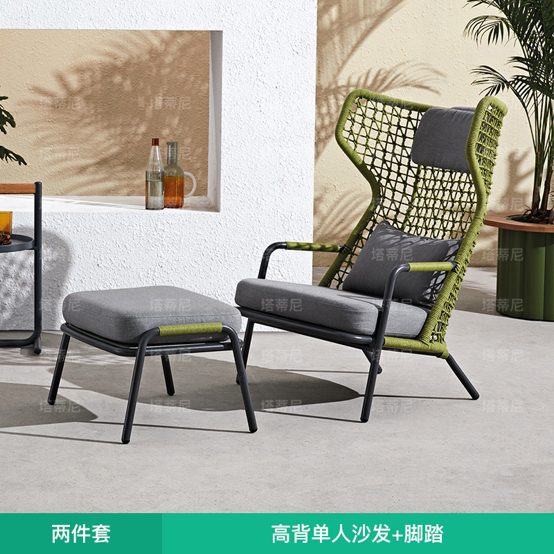 Sofá de exterior tejido con cuerda, silla de ocio creativa de diseño para patio y jardín, sofá impermeable y resistente al sol para terraza de villa. image 17