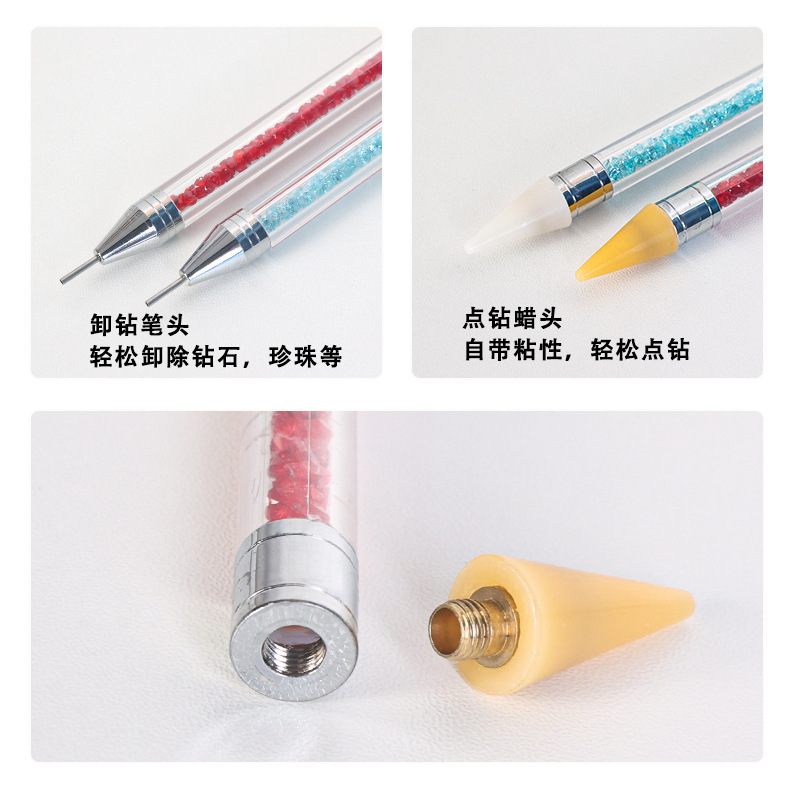 Manicura pluma de taladro de doble cabeza manicura pluma de silicona pluma de fototerapia herramienta de manicura pluma de pintura pluma extraíble pluma de taladro pegajoso