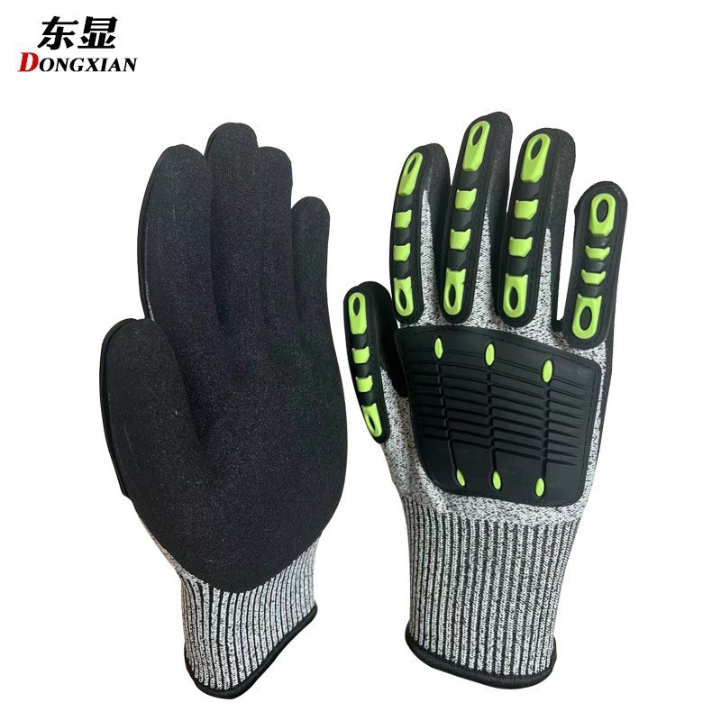 Guantes de trabajo resistentes a cortes de nivel 5 de calibre 13, resistentes a pinchazos, antideslizantes y resistentes al desgaste para trabajos en obras de construcción, suministro exclusivo transfronterizo.