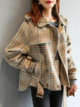 双面羊绒大衣女短款小个子宽松显瘦格子2025春秋季羊毛呢外套