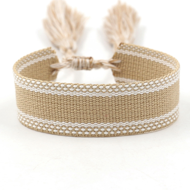 1 Piece Ethnic Style Stripe Plaid Polyester Embroidery Tassel Unisex Bracelets display picture 2