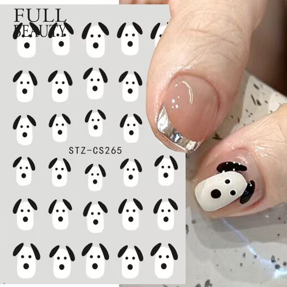 新款美甲贴纸 ins卡通可爱小狗小兔子小众背胶指甲贴纸批发