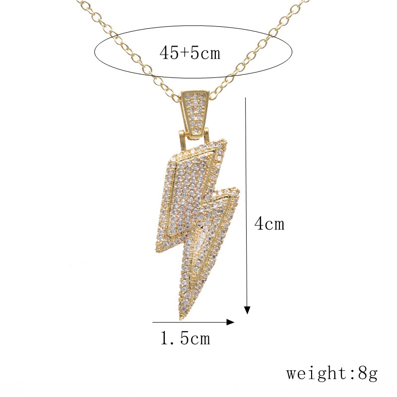 Fashion Key Lightning Copper Necklace Inlay Zircon Copper Necklaces