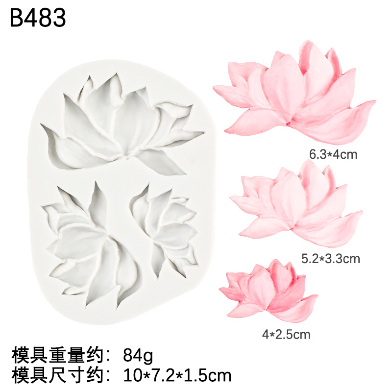 Flor fondant Frangipani Molde de silicona Decoración de pastel de hojas Mousse de chocolate Molde de fondant Molde de yeso de aromaterapia