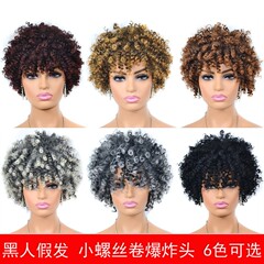 Short Small Screw-Style Wig Cap, Voluminous Afro Puff Wig Cap, Trendy African-style Mini Curl Headgear