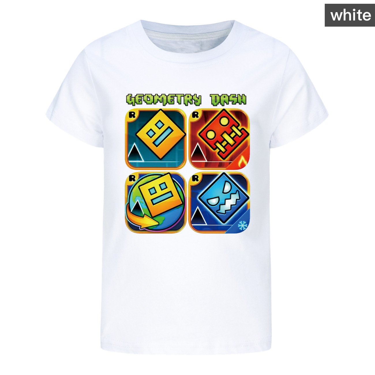 Geometrie Dash T-shirt Kinder Cartoon Kleidung Jungen 100% Baumwolle T-shirt Kinder Mode Kleidung Kleinkind Mädchen Kurzarm Tops – Detail 3