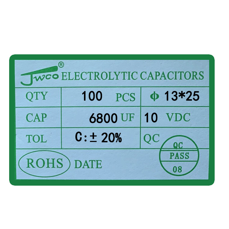 Condensador electrolítico enchufable directo de aluminio de la fábrica completa de la especificación JWCO jiaweicheng del condensador 13*17/21/25