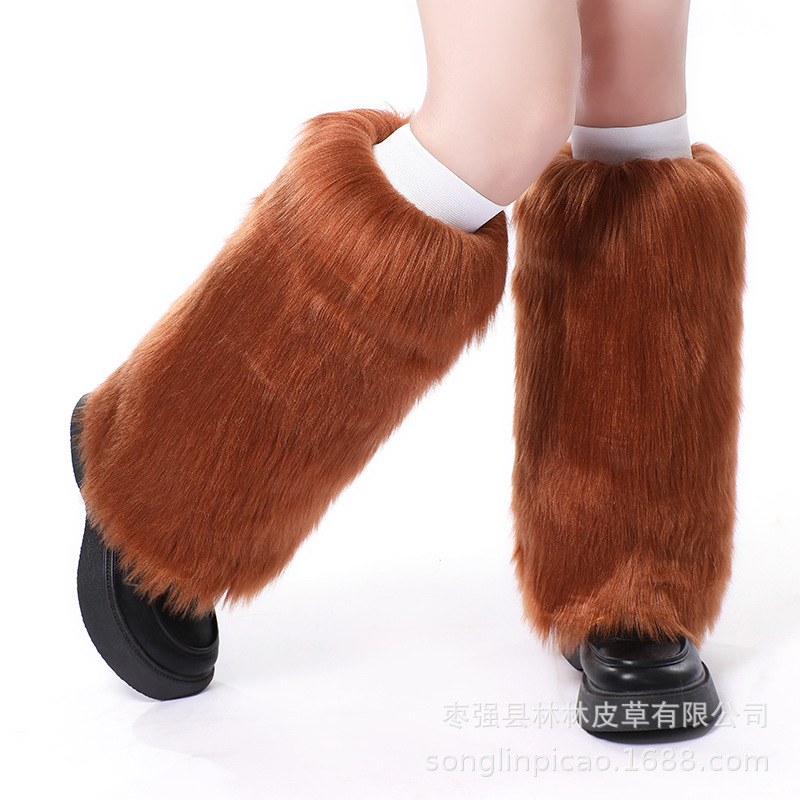 Otoño e Invierno exportación europea y americana original única imitación de piel de zorro cubierta de la pierna cubierta del zapato de la rodilla de las mujeres largo grueso caliente