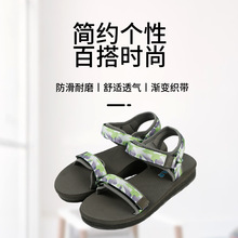 夏季网红时尚女士凉鞋情侣防滑耐磨休闲低跟平底运动凉鞋软底女