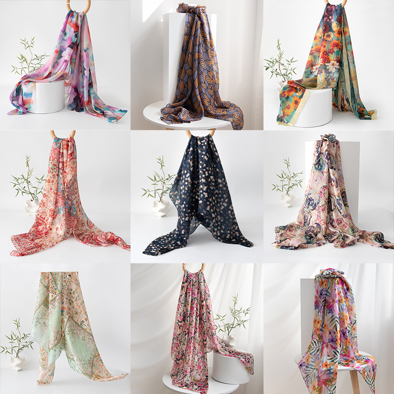Summer New Arrival Silk Scarf Premium Mulberry Silk Long Scarf For Women Lightweight Versatile Shawl Gift For Mother - Thumbnail 2
