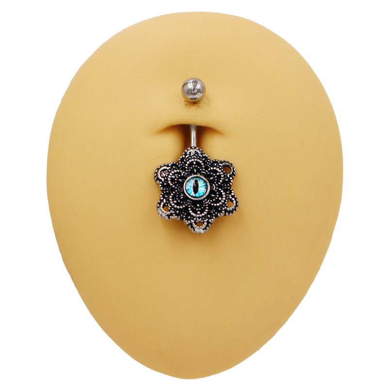 Piercing ombelico fiore nero gioiello per piercing_voghion.com