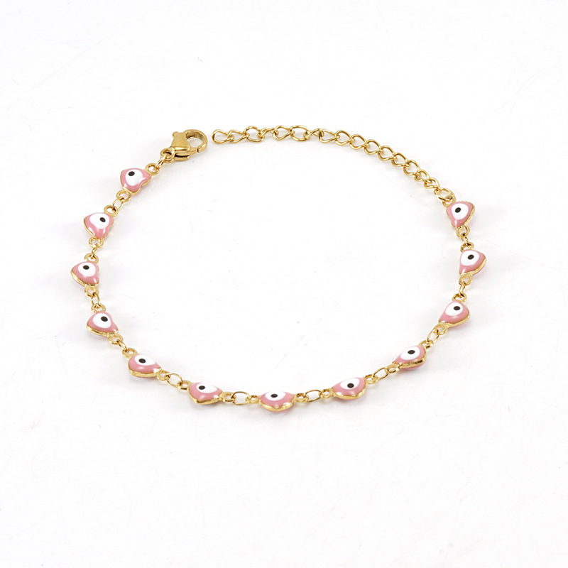 Fashion Heart Shape Titanium Steel Bracelets Enamel Stainless Steel Bracelets display picture 6