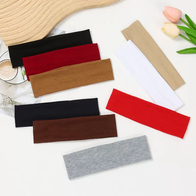 跨境欧美简约百搭运动发带健身跑步吸汗头巾弹力针织发带配饰批发