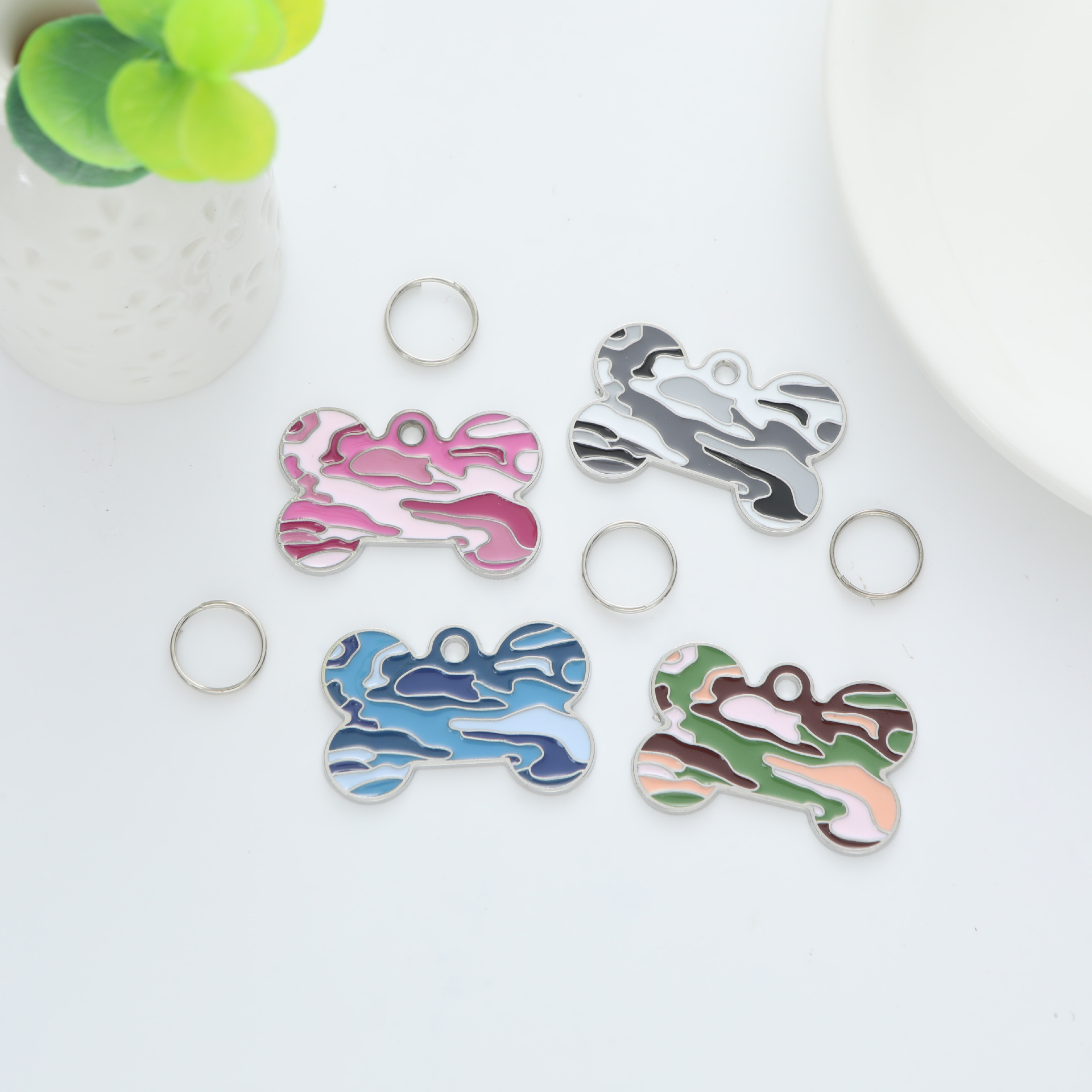 新品金属彩色骨头激光刻字狗牌宠物项圈挂件动物饰品身份防丢吊牌