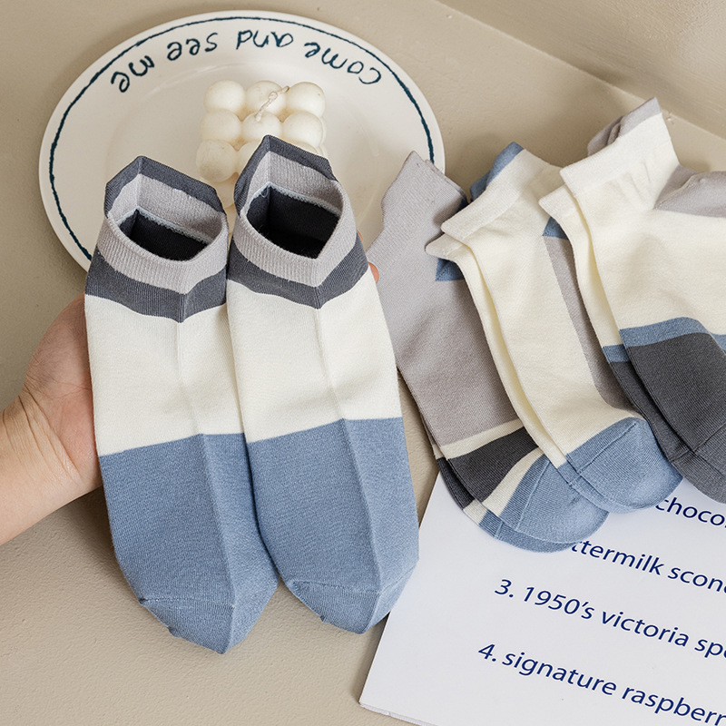 Calcetines de primavera y verano calcetines de algodón de los hombres bajo-top corto rayas transpirable deportes barco Calcetines Zhuji calcetines de hombre al por mayor