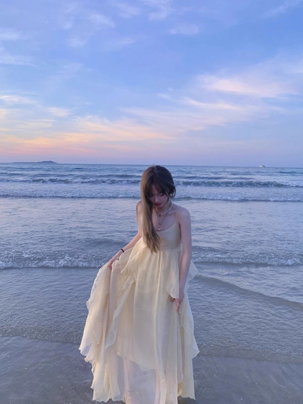 海辺の休暇の妖精のスカートウエストサスペンダードレス女性の春と夏の新しい三亜スイートビーチ膝上ロングスカート|undefined