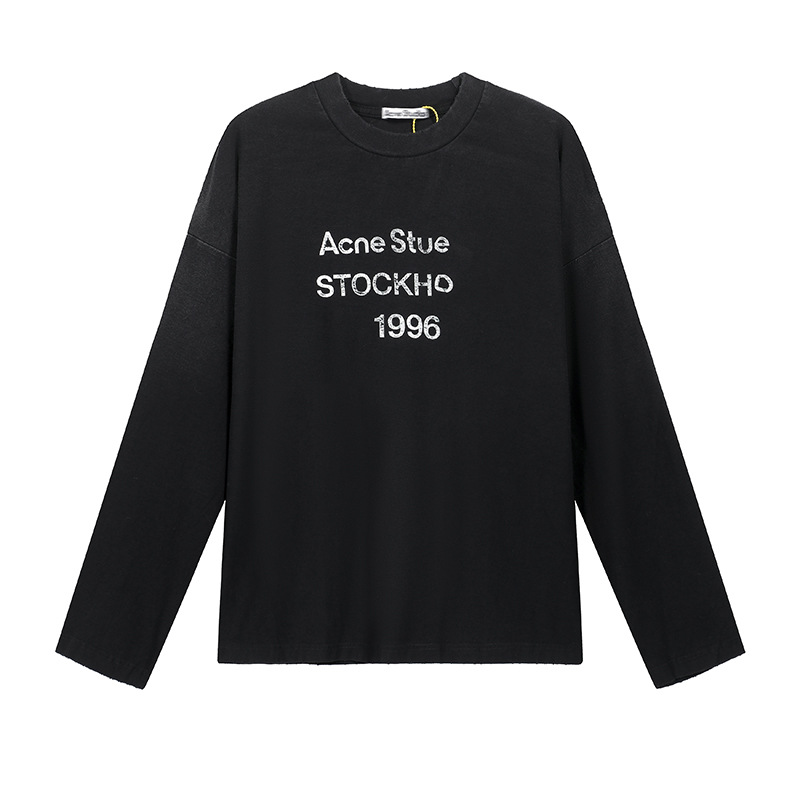 潮牌AC1996水洗いして古いアルファベットのプリントをします。