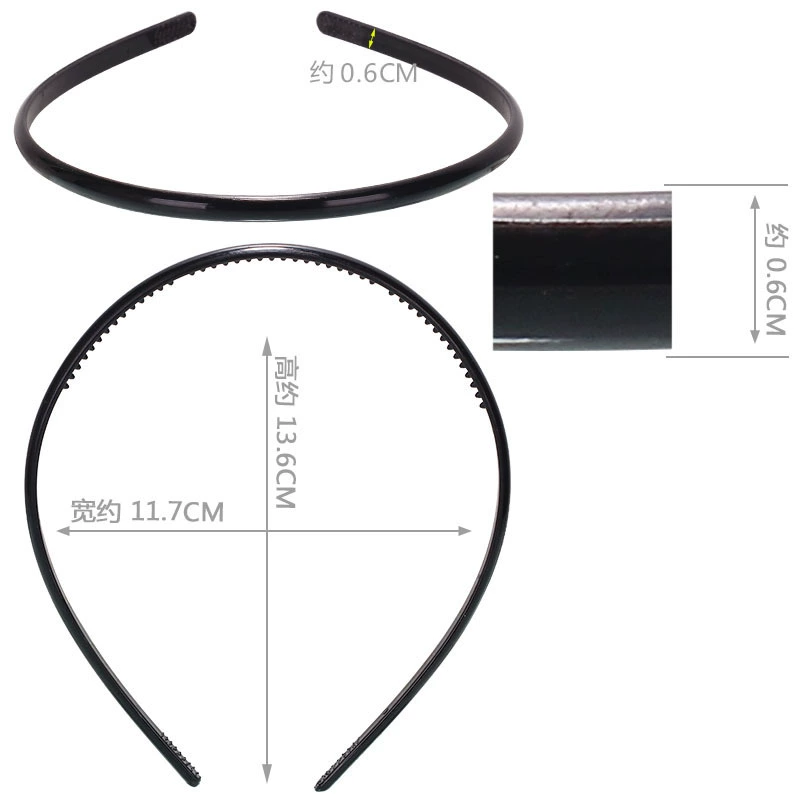 Headband (Hengmai) handmade black, multi-width 0.5–5.0 cm, ultra-light 6 g