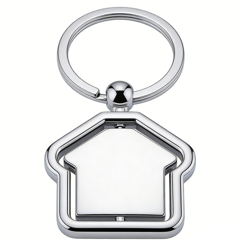 Metal House Keychain Wholesale Promotional Gifts Rotating Real Estate Keychain with Logo Printing Gift Manufacturer