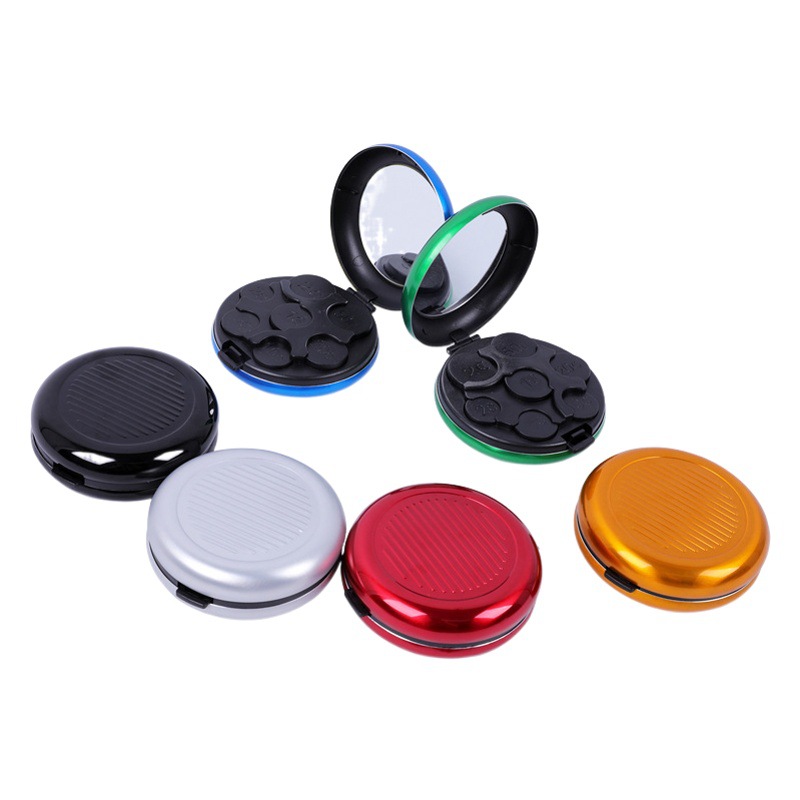 Cross-Border Best-Selling Euro Coin Storage Box with Mirror, Travel Portable Aluminum Alloy Round Euro Coin Purse