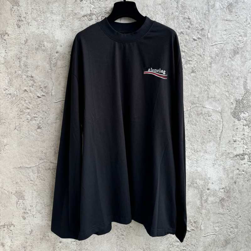 Ins Correct Version Paris B Brand Front and Back Cola Embroidery Long-Sleeve T-Shirt for Men and Women Couple Family Tee Base Shirt Ins Correct Version Paris B Brand Front and Back Cola Embroidery Long-Sleeve T-Shirt for Men and Women Couple Family Tee Base Shirt