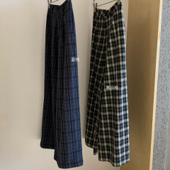 WGWE秋装女韩系慵懒风简约百搭宽松显瘦格子高腰阔腿休闲裤W6626