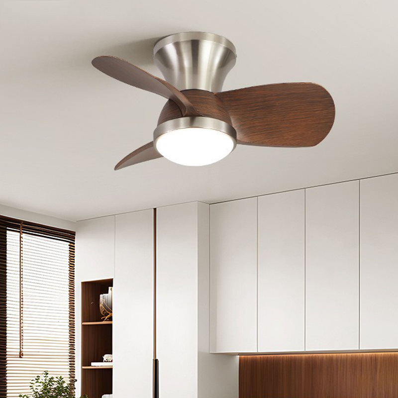 Medieval-Style Retro Restaurant Fan Lamp Living Room Lamp 2026 New Walnut Color Ceiling Fan Lamp Silent Bedroom Lamp