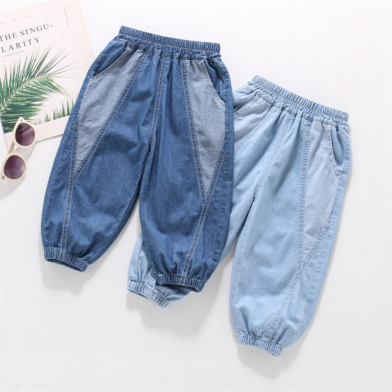 Solid color children's thin breathable jeans