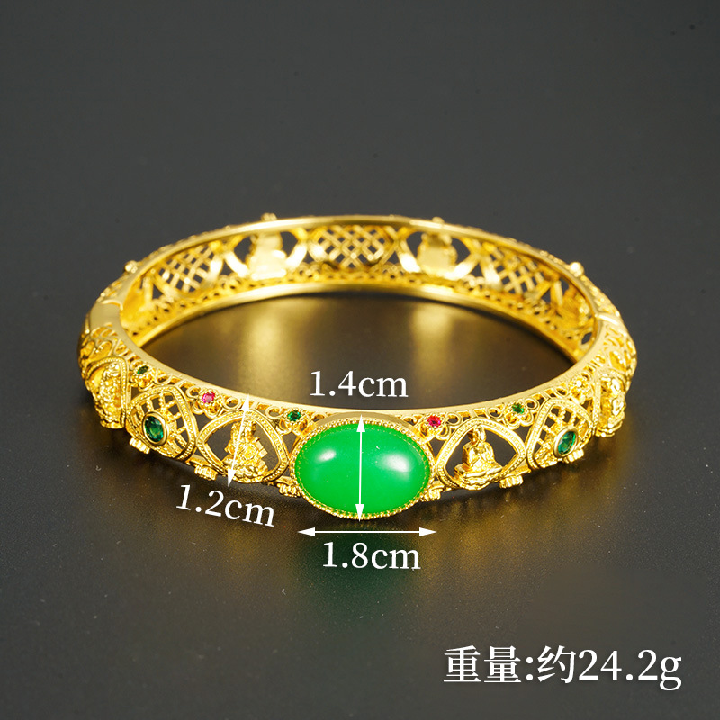 Antiguo oro vietnamita pulsera hueca de jade de oro de arena mujer estilo palacio estilo retrógrado temperamento rico Yiwu accesorios al por mayor