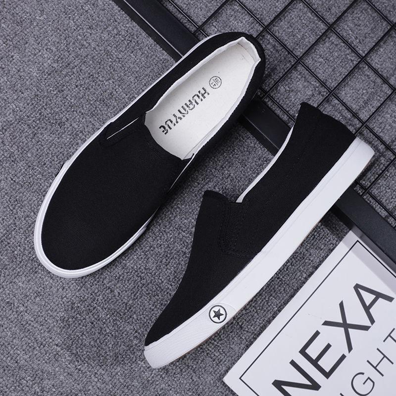 Black and White Lazy Shoes, Old Beijing Cloth Shoes, Simple Men's Shoes, Women's Shoes, White Canvas Shoes, Couple Shoes, Student Shoes