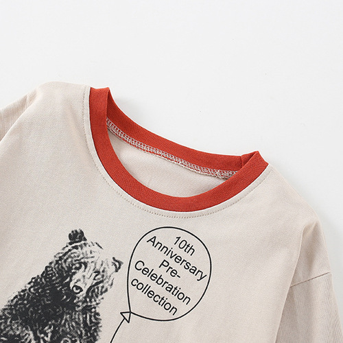 Malwee girls' clothes autumn new style European and American children's casual round neck long-sleeved children's wear T-shirt 